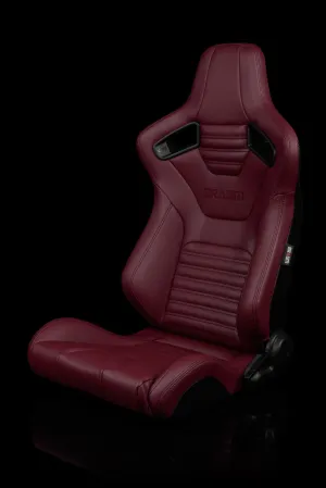 Braum Elite-X Series Sport Seats - Maroon Leatherette / Black Stitching (PAIR)