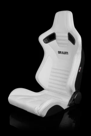Braum Elite-X Series Sport Seats - White Leatherette / Black Stitching (PAIR)