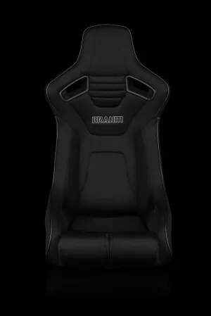 Braum Racing Seats Elite-R Series Fixed Back Bucket - Black Polo Cloth (Black Stitching / Black Piping)