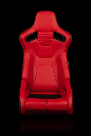Braum Racing Seats Elite-R Series - Red Leatherette (Black Stitching / Black Piping)