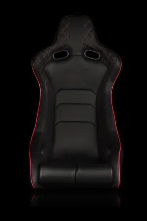 Braum Racing Seats Venom-X Series Fixed Back Bucket - Black Diamond / Red Stitching