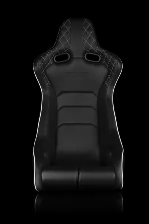 Braum Racing Seats Venom-X Series Fixed Back Bucket - Black Diamond / White Stitching