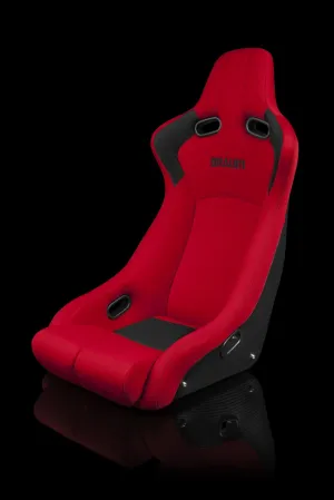 Braum Venom-R Series Fixed Back Bucket Seat - Red Cloth / Carbon Fiber