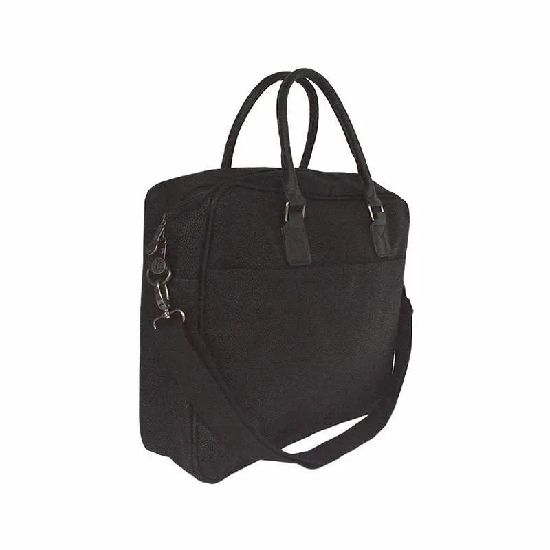 Briefcase - Black Faux Suede