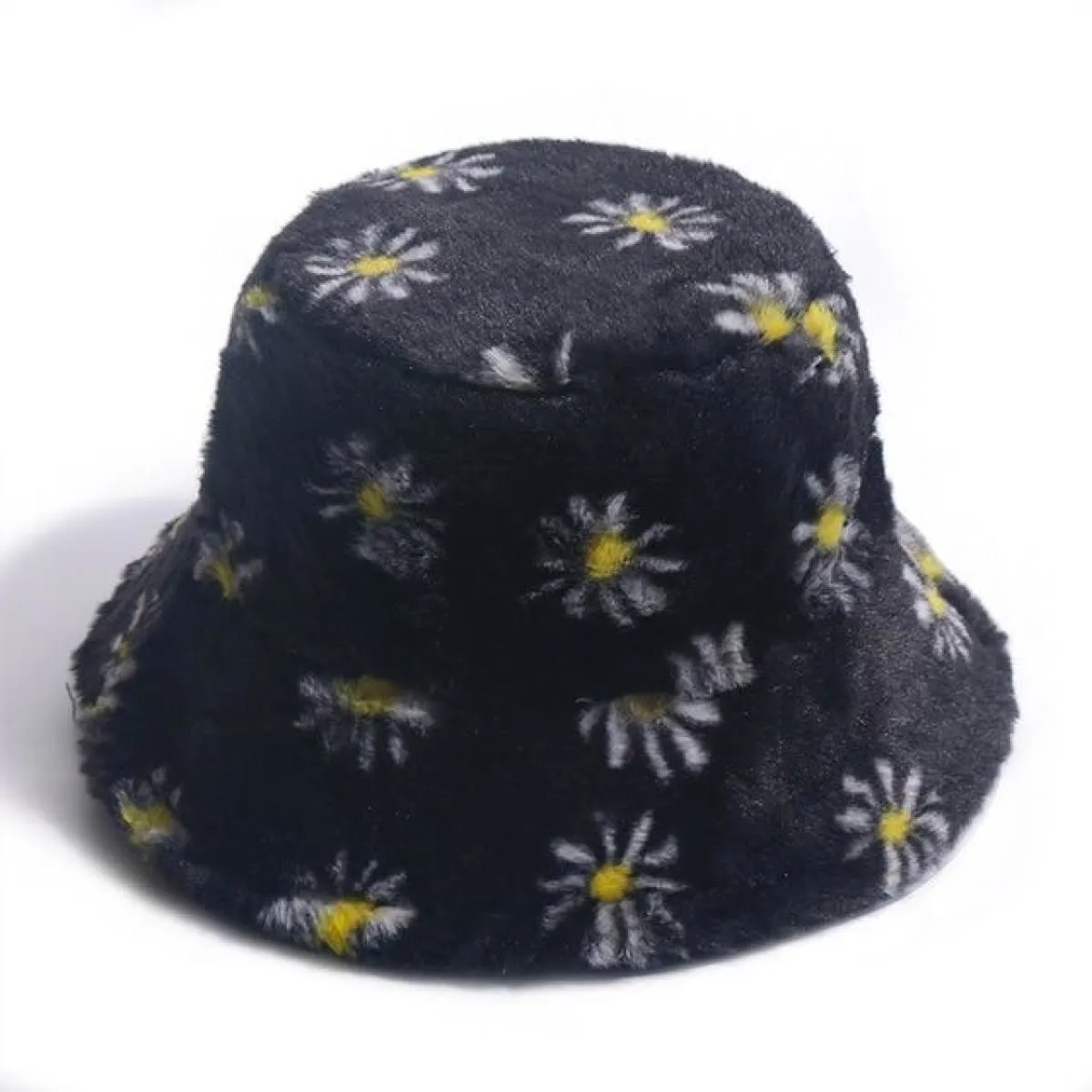 Bucket Hats Winter Soft Warm Adjustable Multicolour Rainbow Faux Fur Letter Pattern