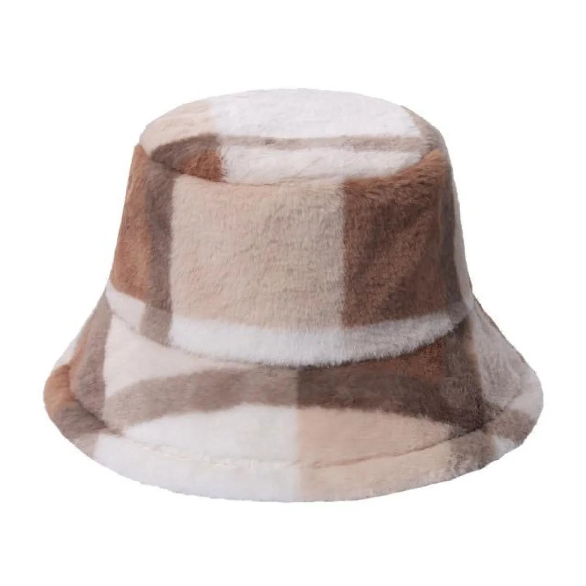 Bucket Hats Winter Soft Warm Adjustable Multicolour Rainbow Faux Fur Letter Pattern