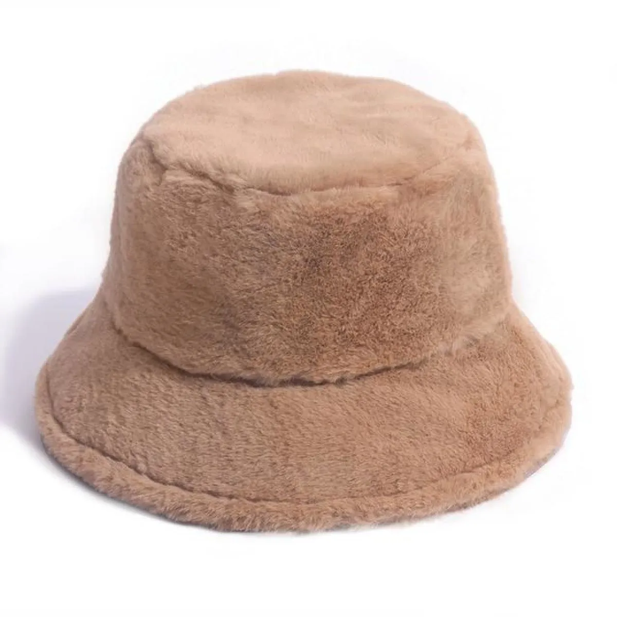 Bucket Hats Winter Soft Warm Adjustable Multicolour Rainbow Faux Fur Letter Pattern