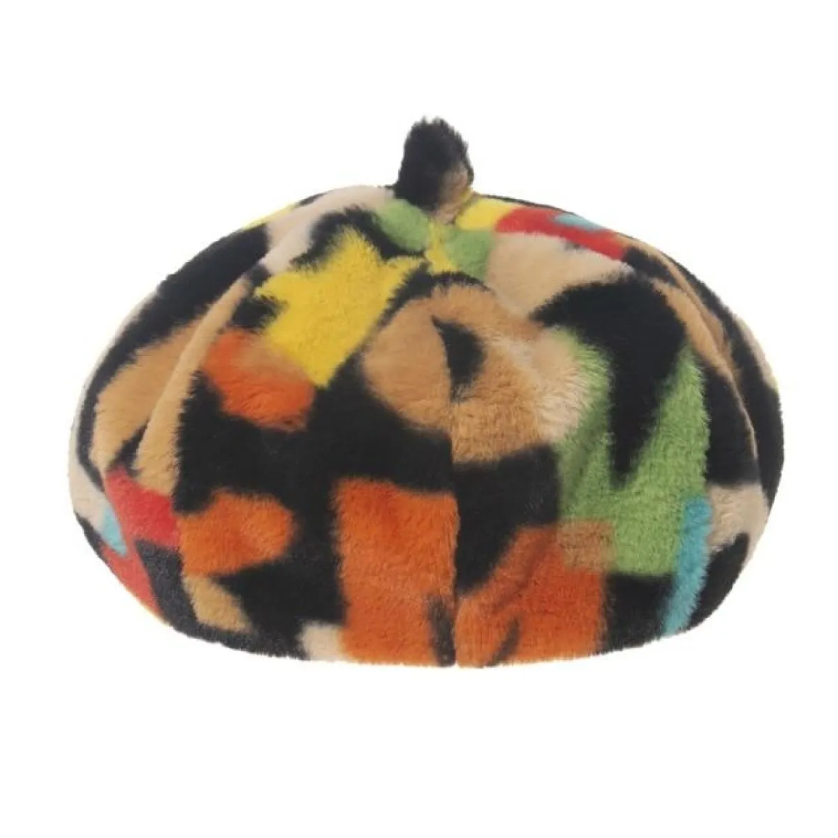 Bucket Hats Winter Soft Warm Adjustable Multicolour Rainbow Faux Fur Letter Pattern