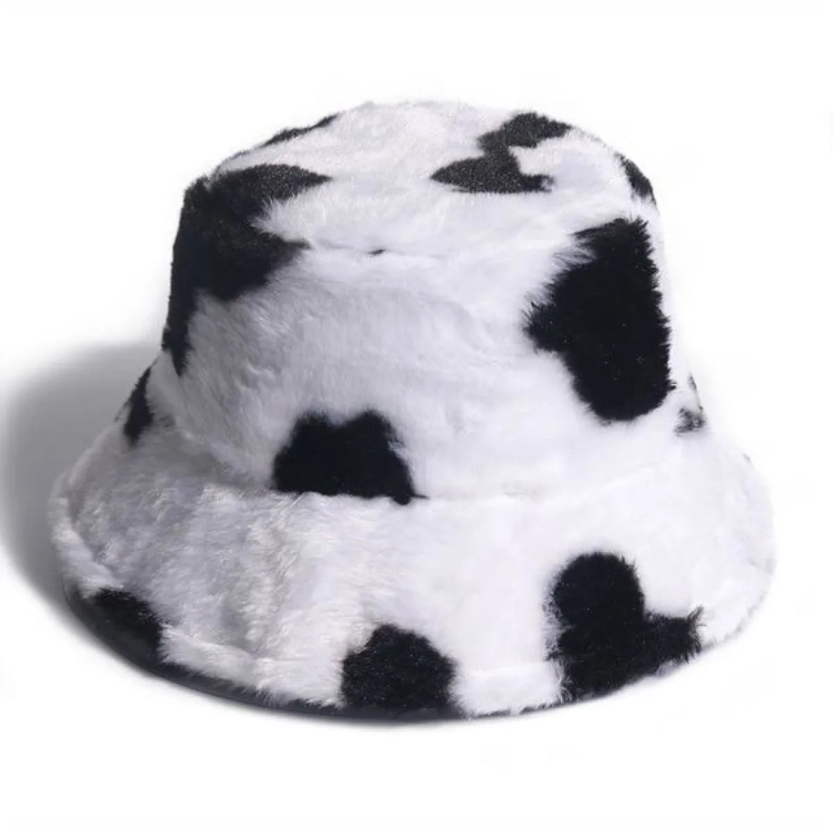 Bucket Hats Winter Soft Warm Adjustable Multicolour Rainbow Faux Fur Letter Pattern