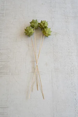 Bundle of 4 Faux Dried Green Artichokes on a Stem (Pack of 12 bags)