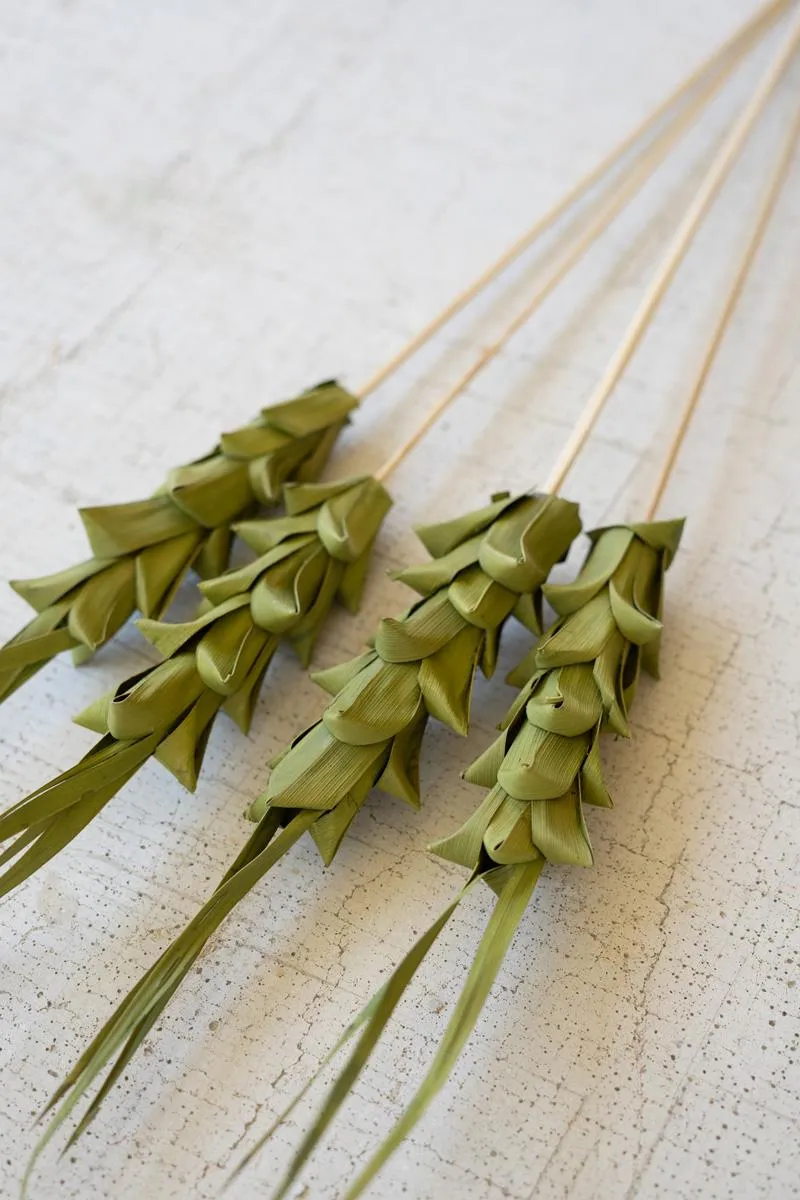 Bundle of 4 Faux Dried Green Pineapple on a Stem (Pack of 12 bags)