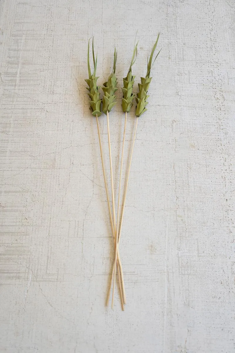 Bundle of 4 Faux Dried Green Pineapple on a Stem (Pack of 12 bags)