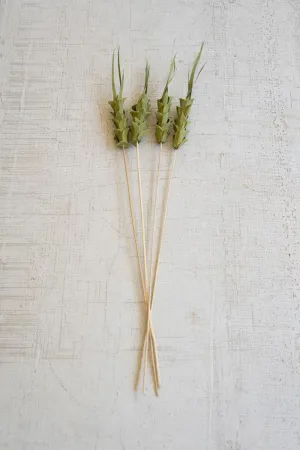 Bundle of 4 Faux Dried Green Pineapple on a Stem (Pack of 12 bags)