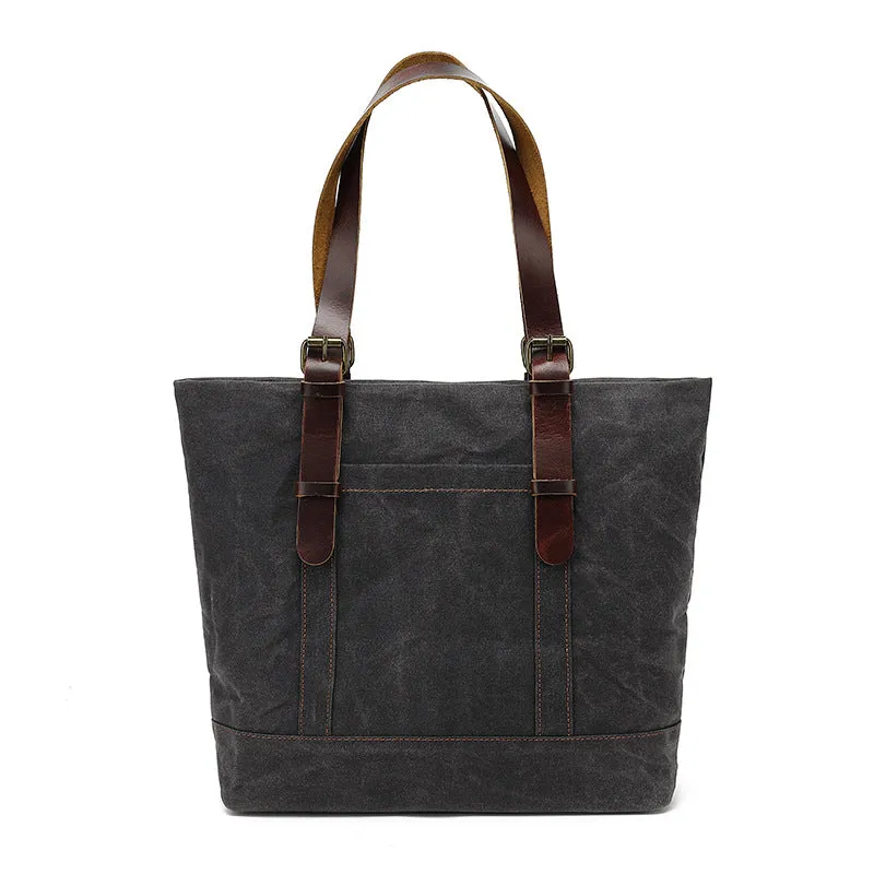 Canvas Cotton Tote Bag Water Resistant Shoulder Bag Crossbody Handbag Large Capacity Tote For Office School College