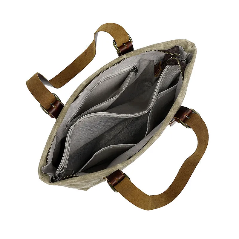 Canvas Cotton Tote Bag Water Resistant Shoulder Bag Crossbody Handbag Large Capacity Tote For Office School College