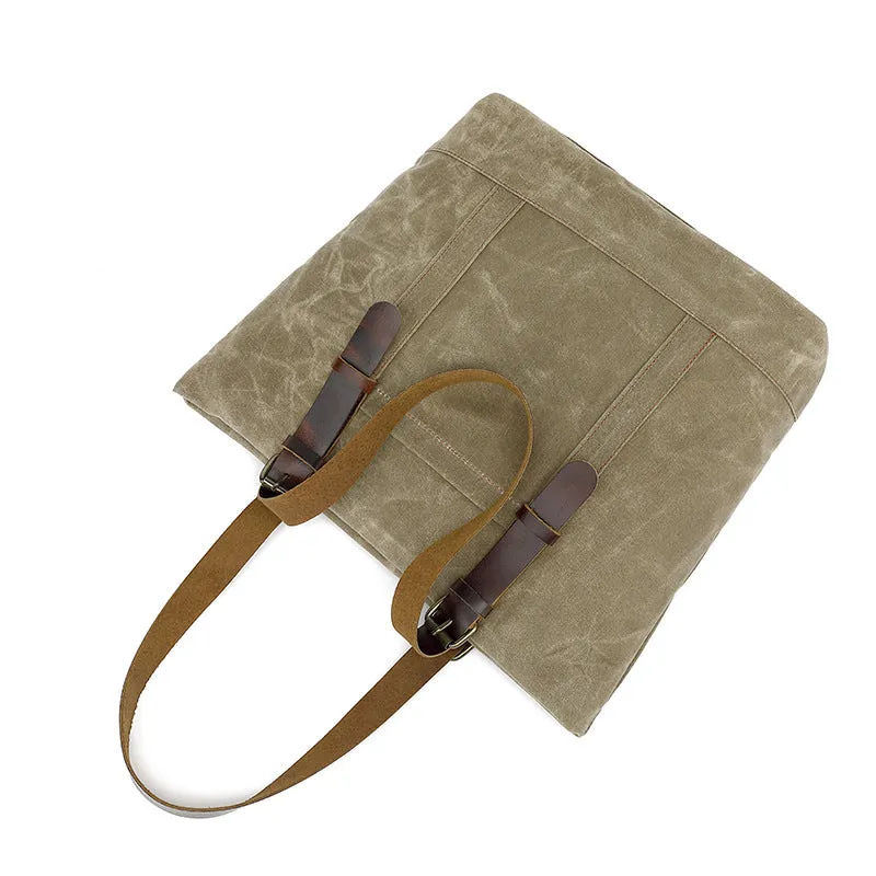 Canvas Cotton Tote Bag Water Resistant Shoulder Bag Crossbody Handbag Large Capacity Tote For Office School College