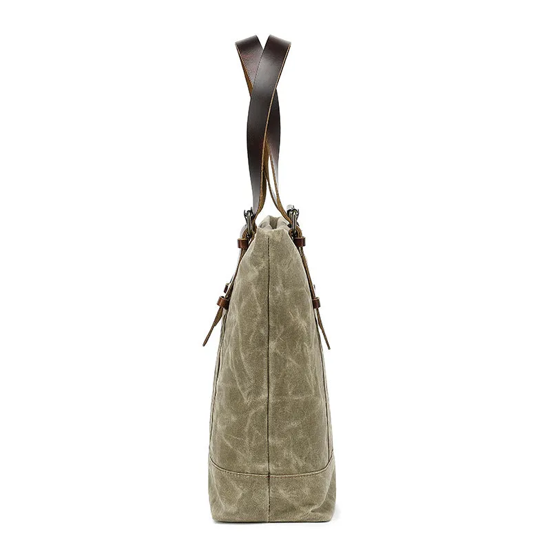 Canvas Cotton Tote Bag Water Resistant Shoulder Bag Crossbody Handbag Large Capacity Tote For Office School College