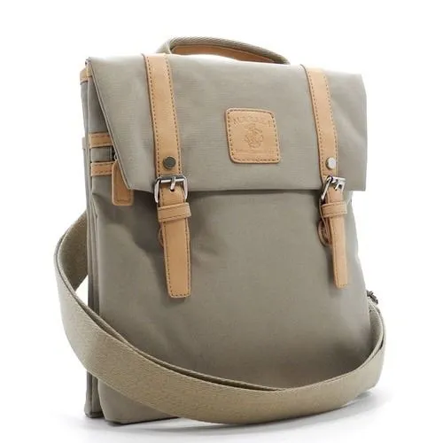 Canvas Cross-body L Messenger Bag form Khaki I Pad tablet taupe pockets