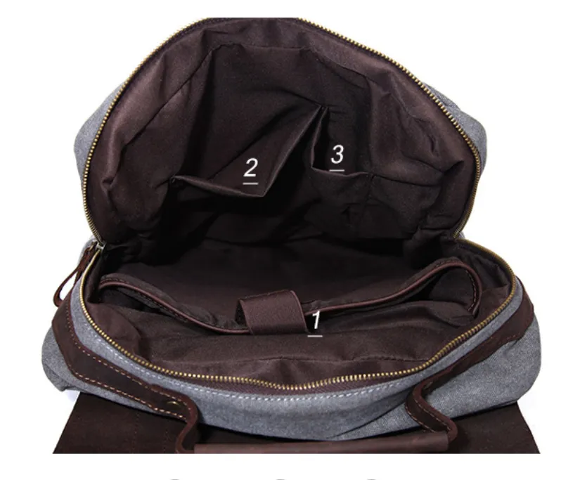 Canvas Leather Backpack With Leather Top