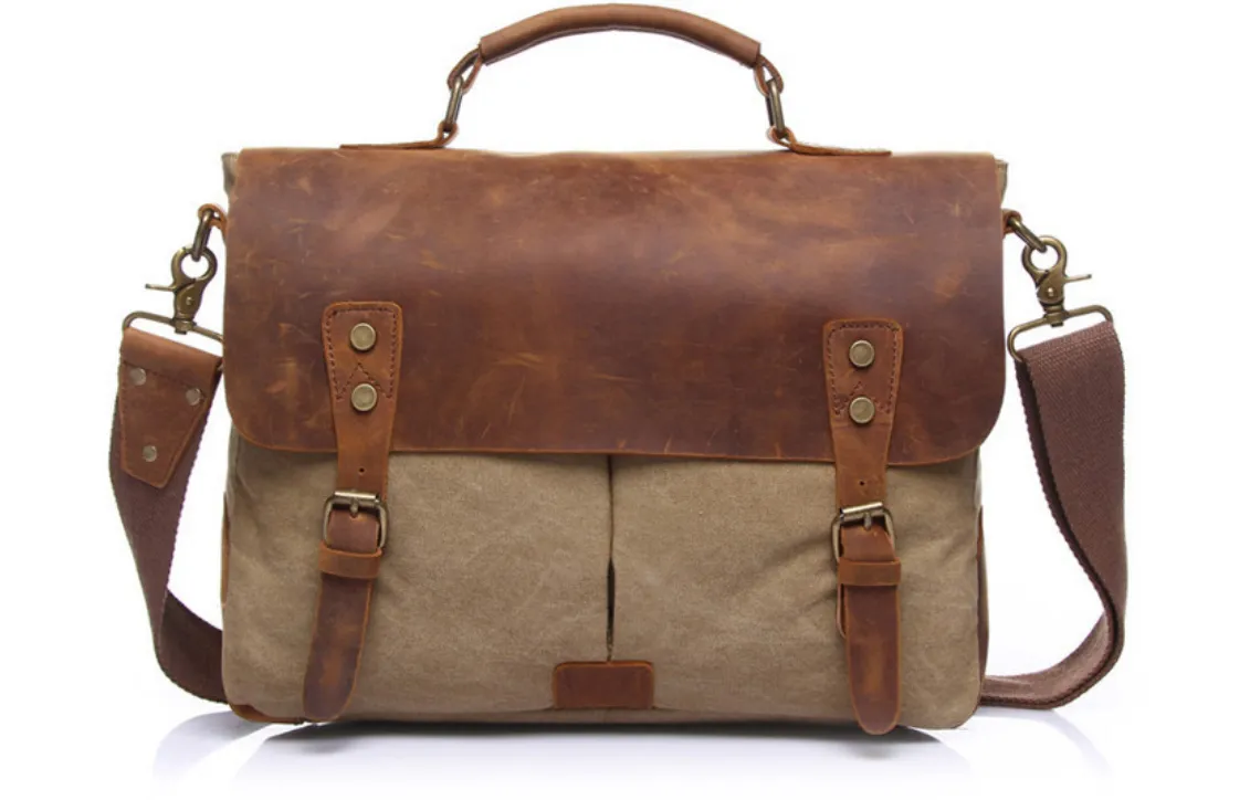 Canvas Leather Satchel Bag