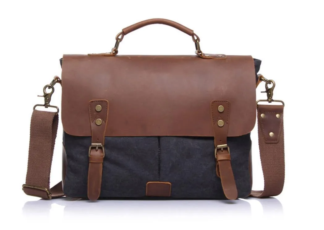 Canvas Leather Satchel Bag