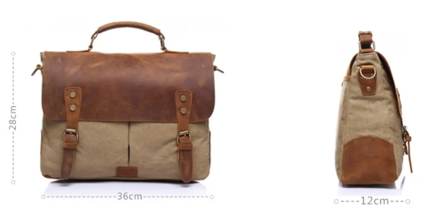 Canvas Leather Satchel Bag