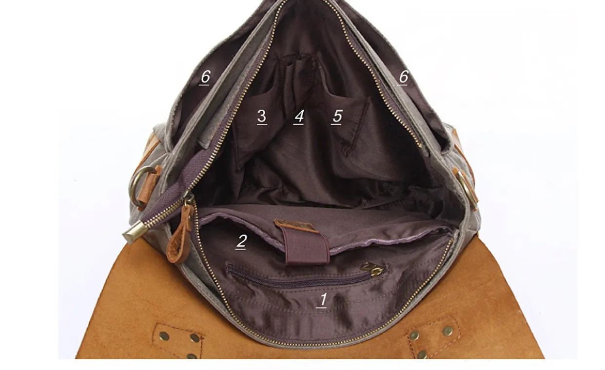 Canvas Leather Satchel Bag
