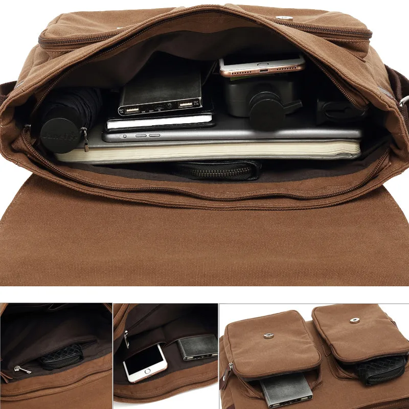 Canvas Messenger Bag Retro Students Book Bag