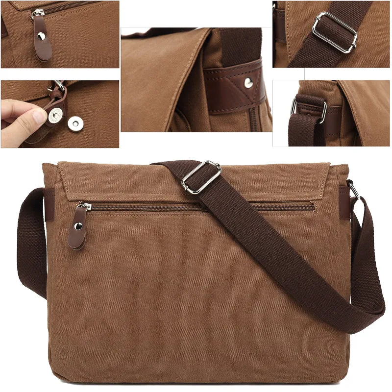 Canvas Messenger Bag Retro Students Book Bag