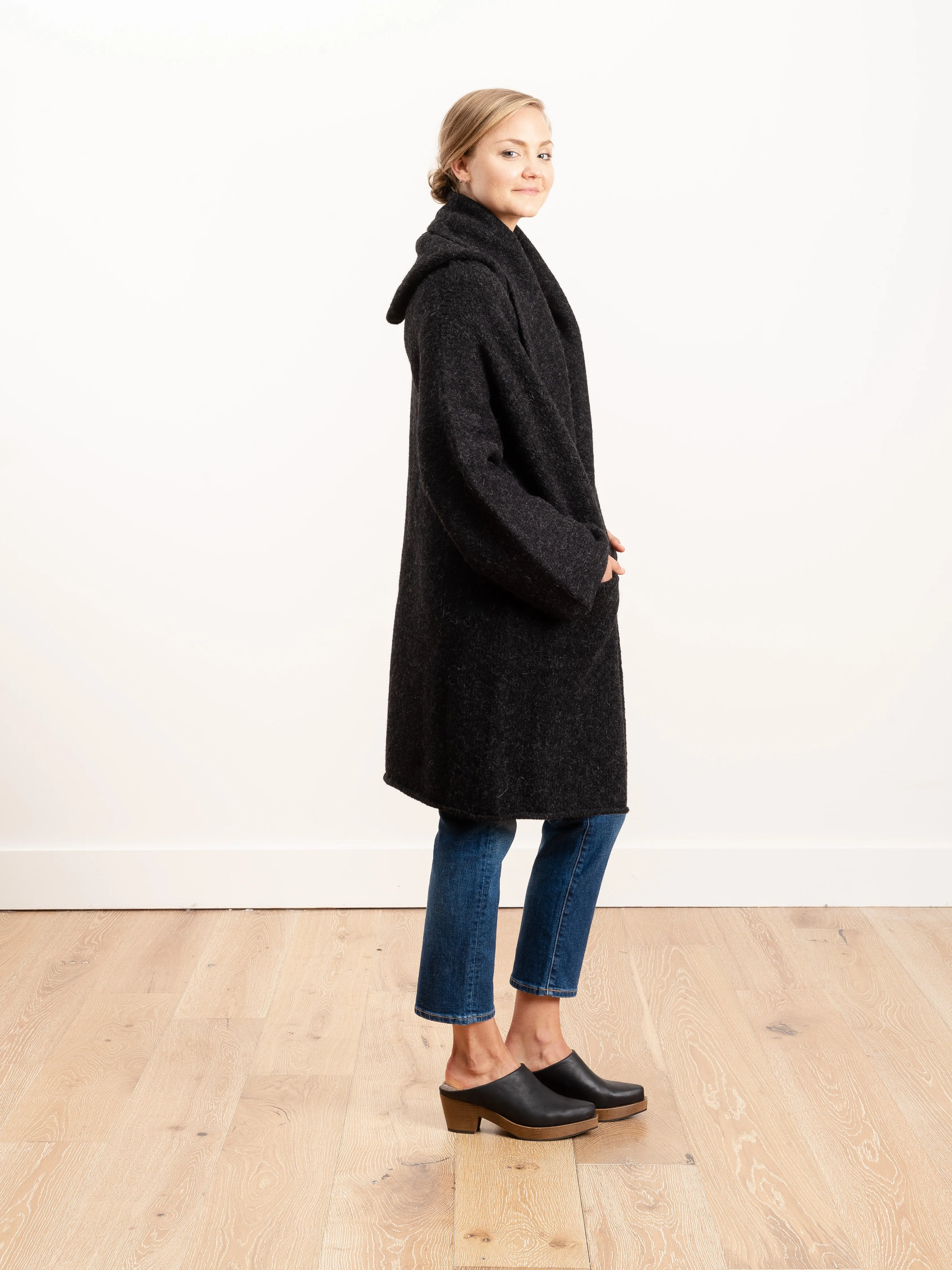 capote coat - black melange