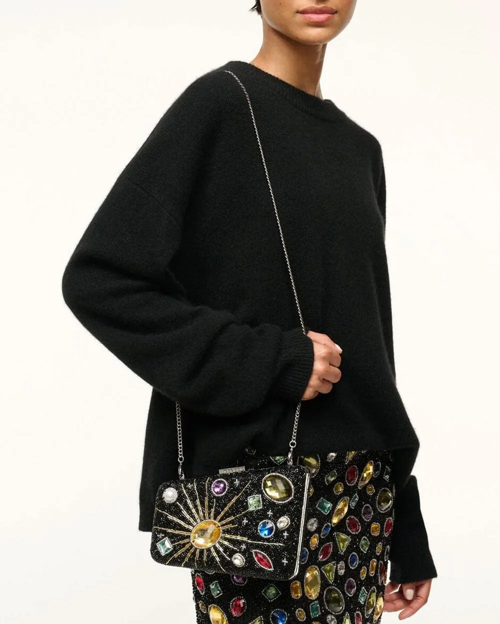 Carmella Beaded Clutch in Black Celestial