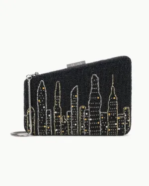 Carmella Beaded Clutch NYC Skyline | Staud