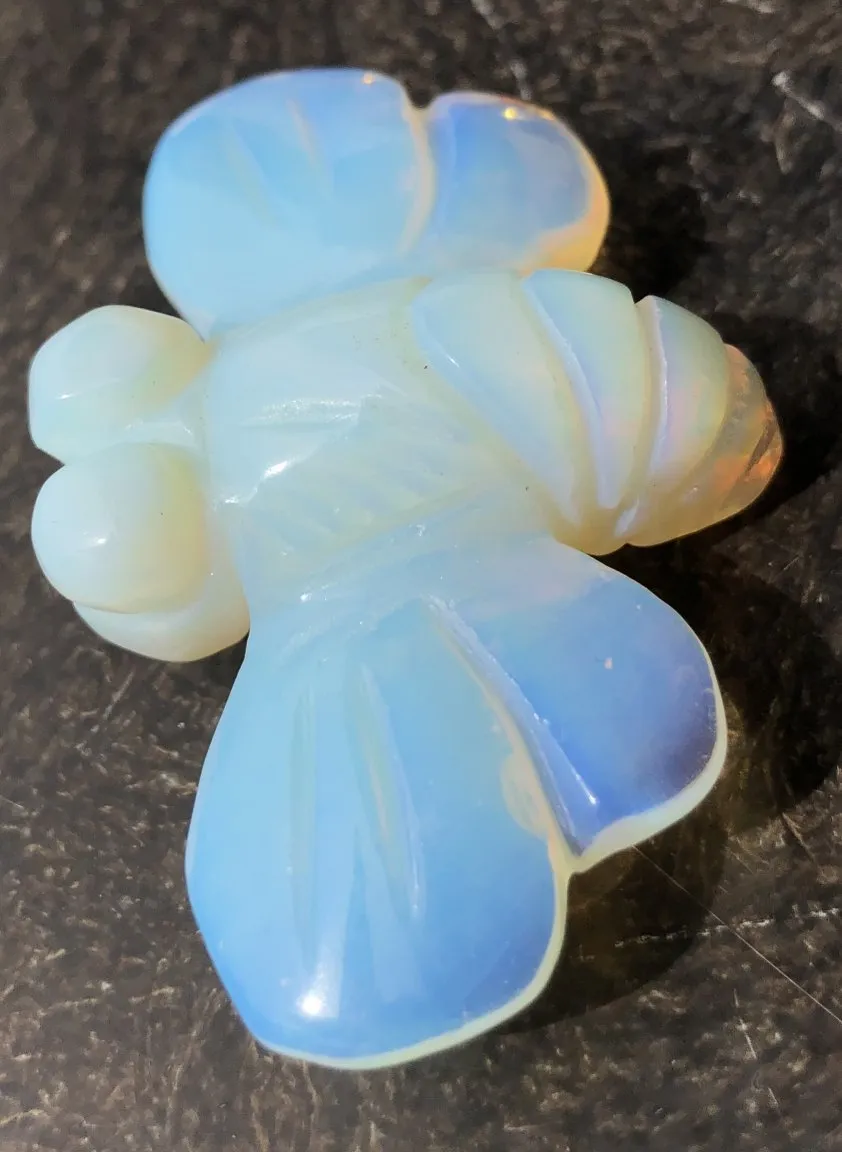 Carved Opalite DRAGONFLY Totem with Rainbow Colors