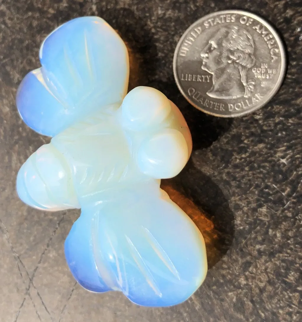 Carved Opalite DRAGONFLY Totem with Rainbow Colors