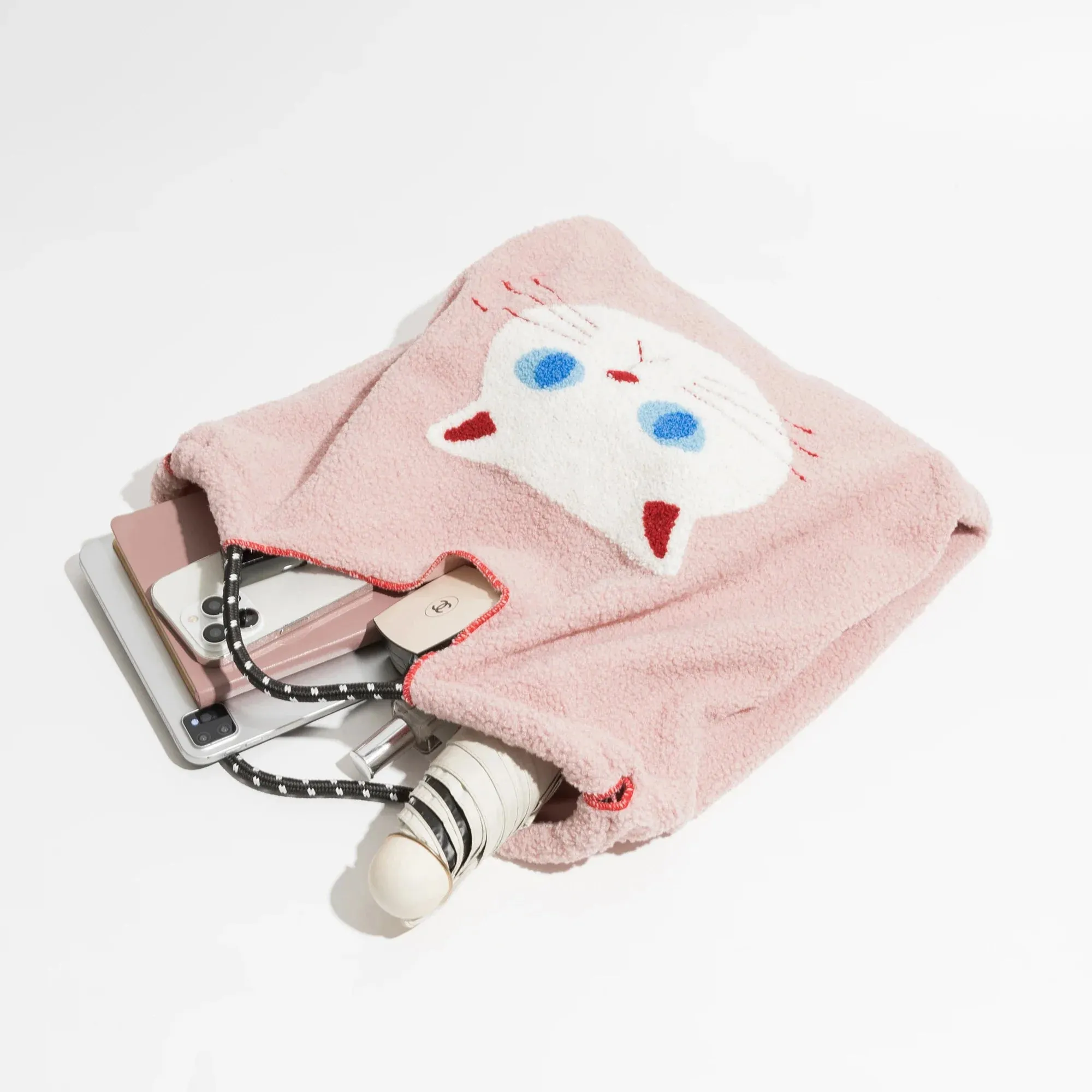 Cat Cartoon Fleece Fur Totes