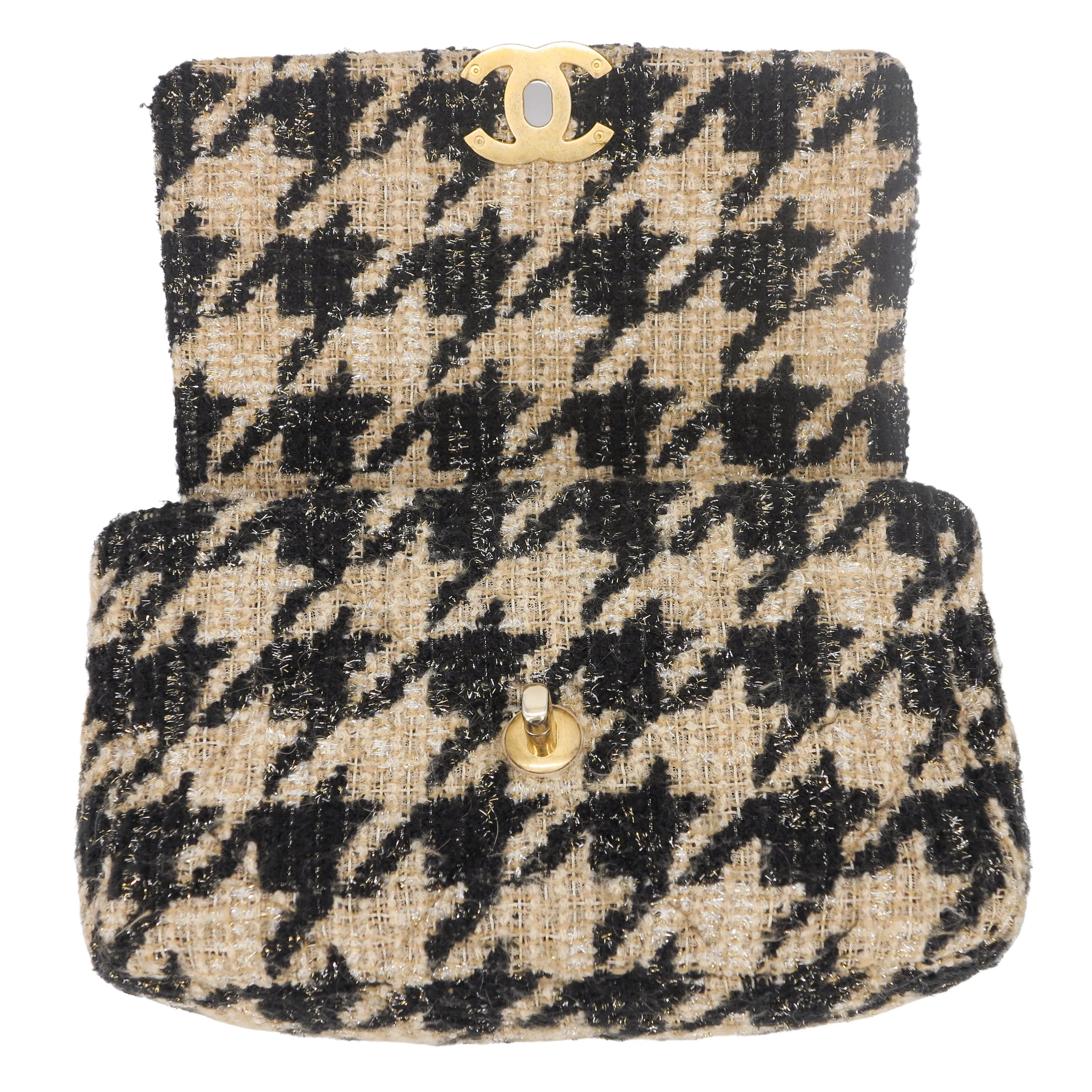CHANEL 19 Small Flap Bag in 19K Beige Houndstooth Tweed