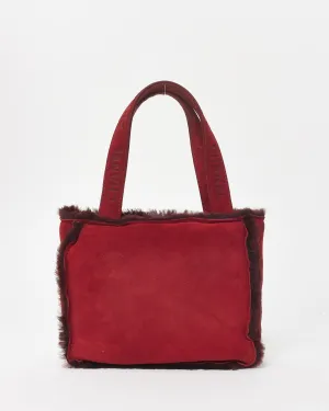 Chanel Burgundy Suede & Faux Fur Mini Tote Bag