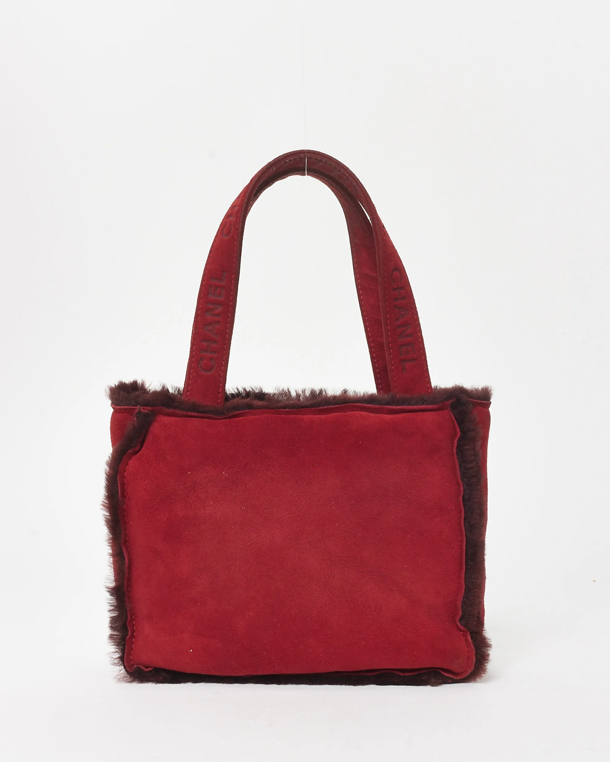 Chanel Burgundy Suede & Faux Fur Mini Tote Bag