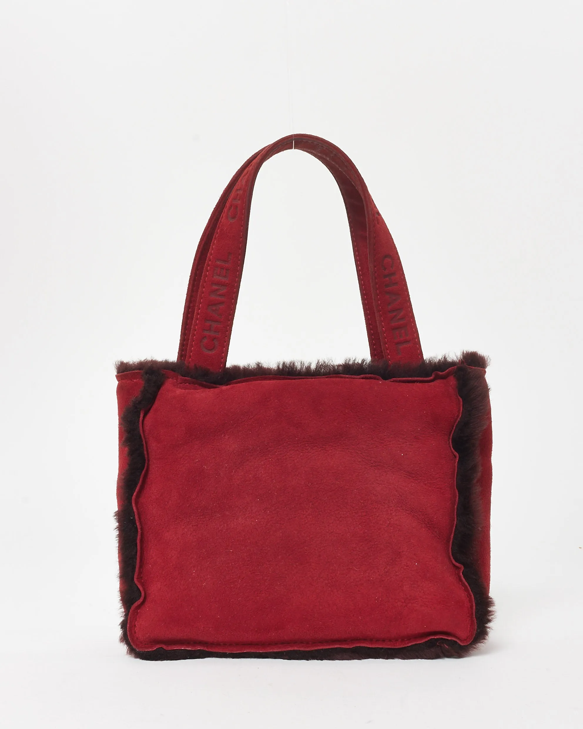 Chanel Burgundy Suede & Faux Fur Mini Tote Bag