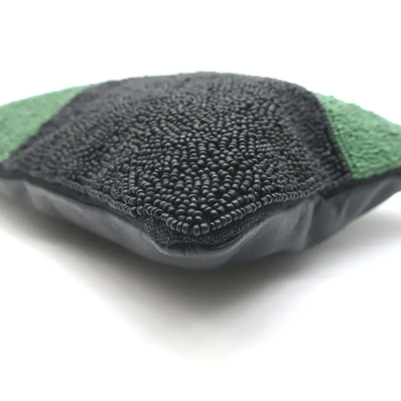 Clare V. Beaded Flat Clutch Black & Green