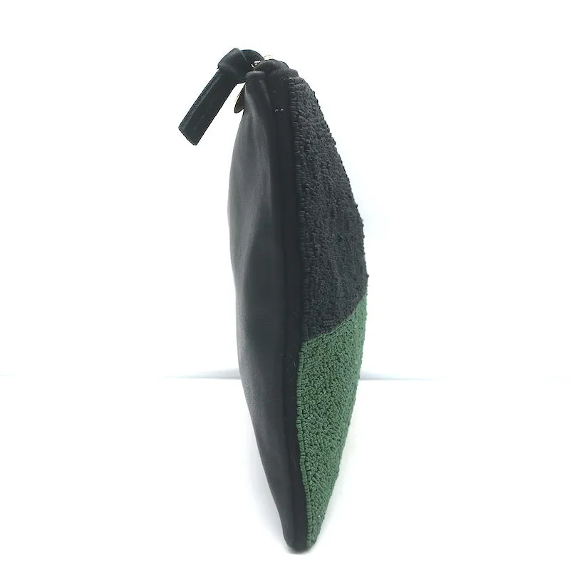 Clare V. Beaded Flat Clutch Black & Green