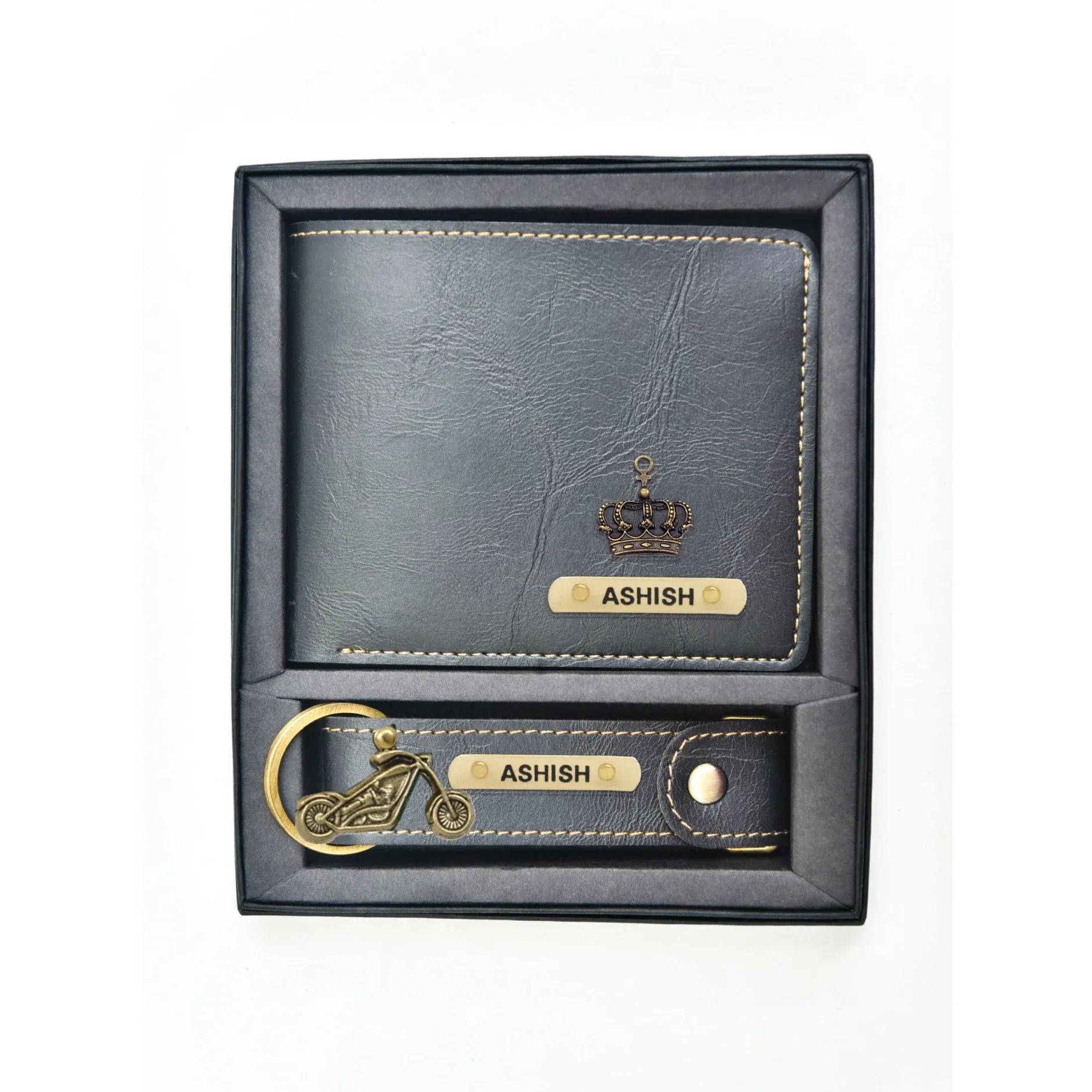 Classy Leather Customized Men's Combo (2 pcs) - Black
