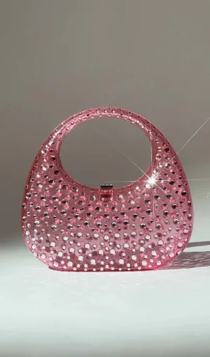 CLEAR EMBELLISHED BAG IN PINK