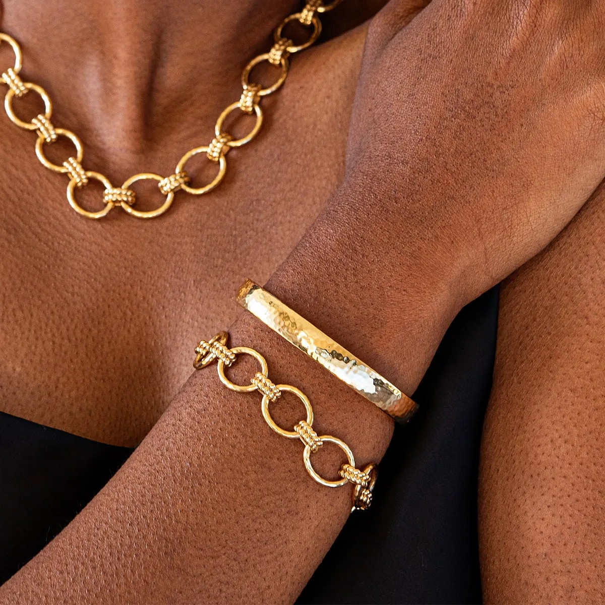 Cleopatra Grande Link Bracelet, 7 1.5" - Gold