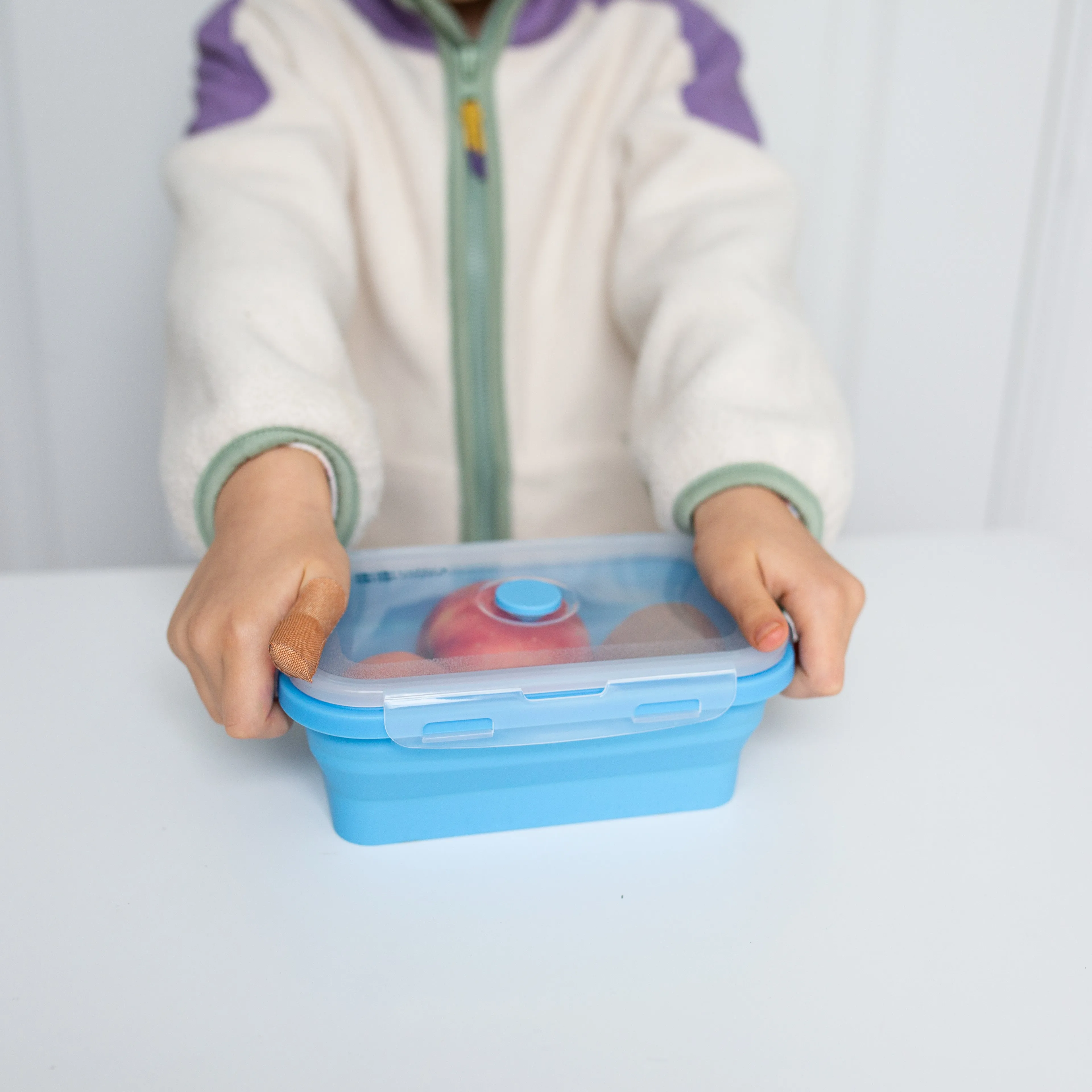 Collapsible Snack Box | Food Grade Silicone & PP | Leak-Proof & BPA-Free | Microwave, Freezer & Dishwasher Safe (Except lid)