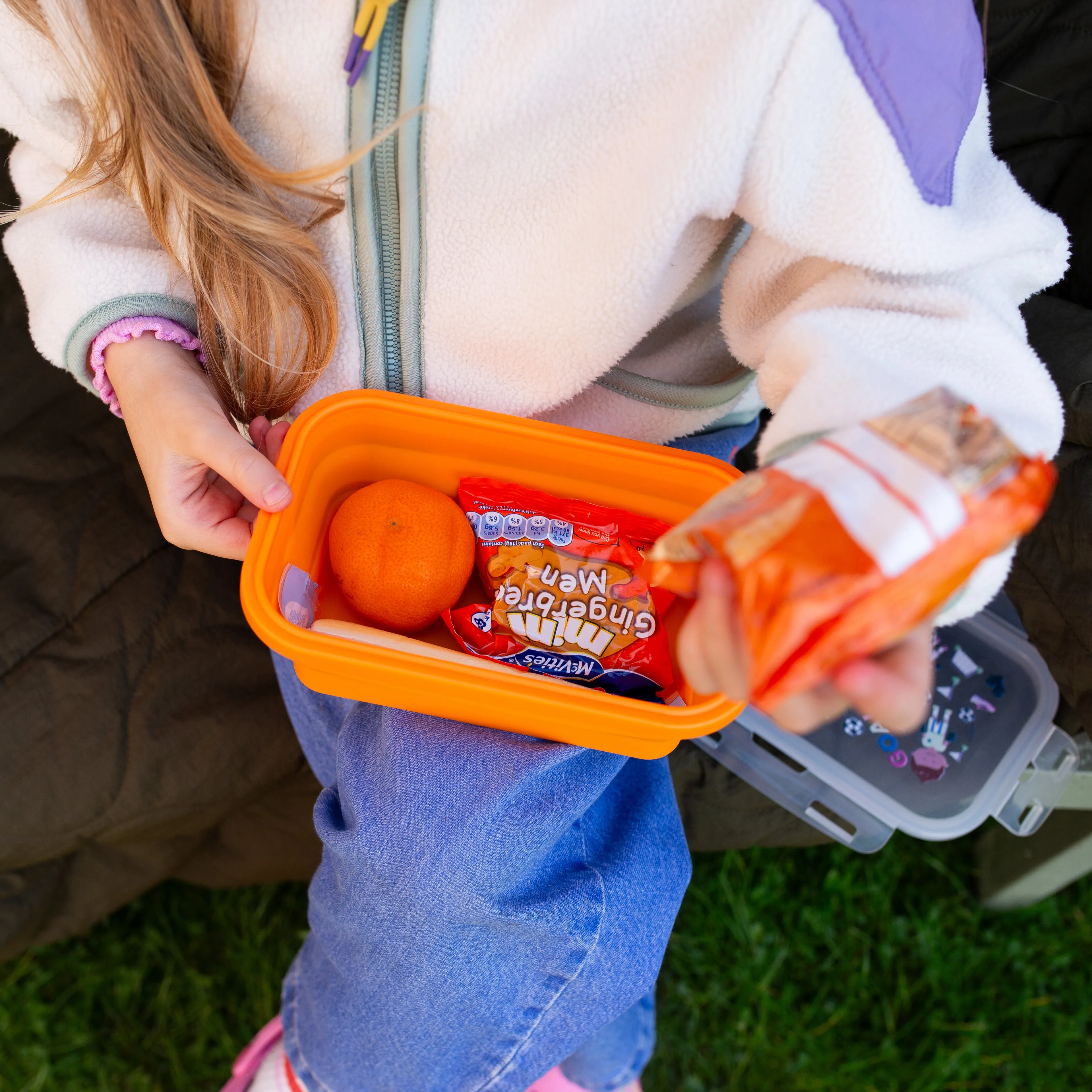 Collapsible Snack Box | Food Grade Silicone & PP | Leak-Proof & BPA-Free | Microwave, Freezer & Dishwasher Safe (Except lid)