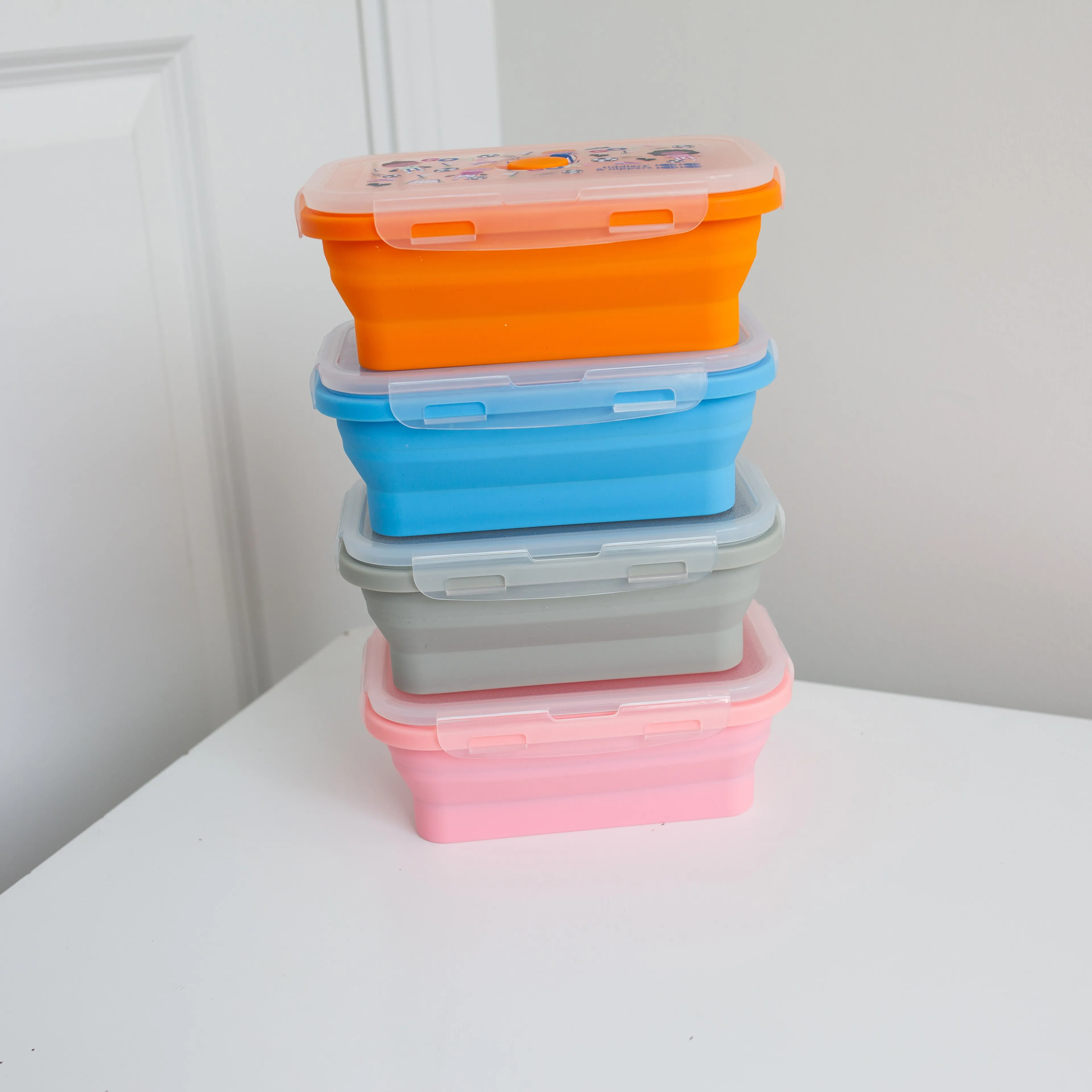 Collapsible Snack Box | Food Grade Silicone & PP | Leak-Proof & BPA-Free | Microwave, Freezer & Dishwasher Safe (Except lid)