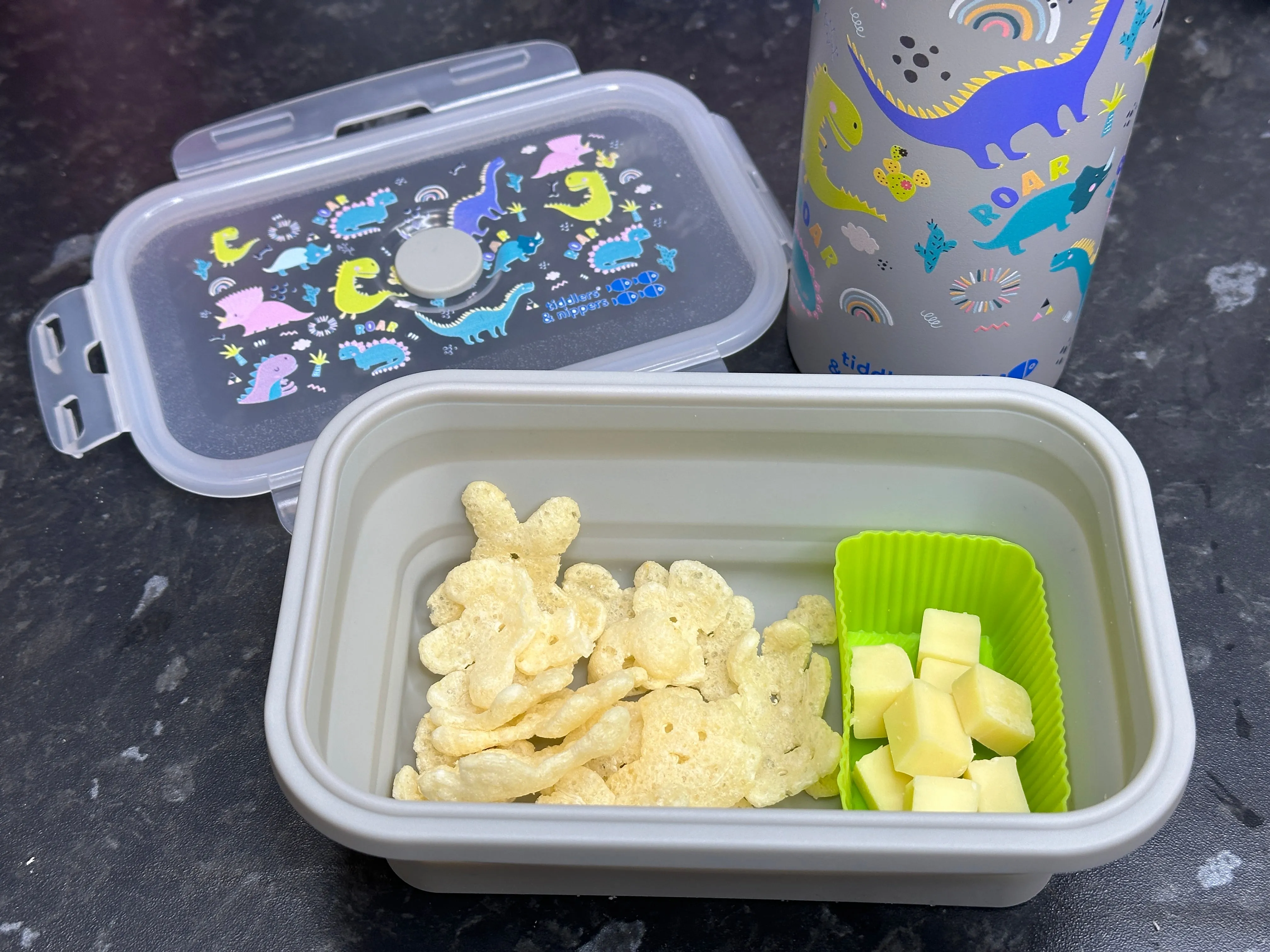 Collapsible Snack Box | Food Grade Silicone & PP | Leak-Proof & BPA-Free | Microwave, Freezer & Dishwasher Safe (Except lid)