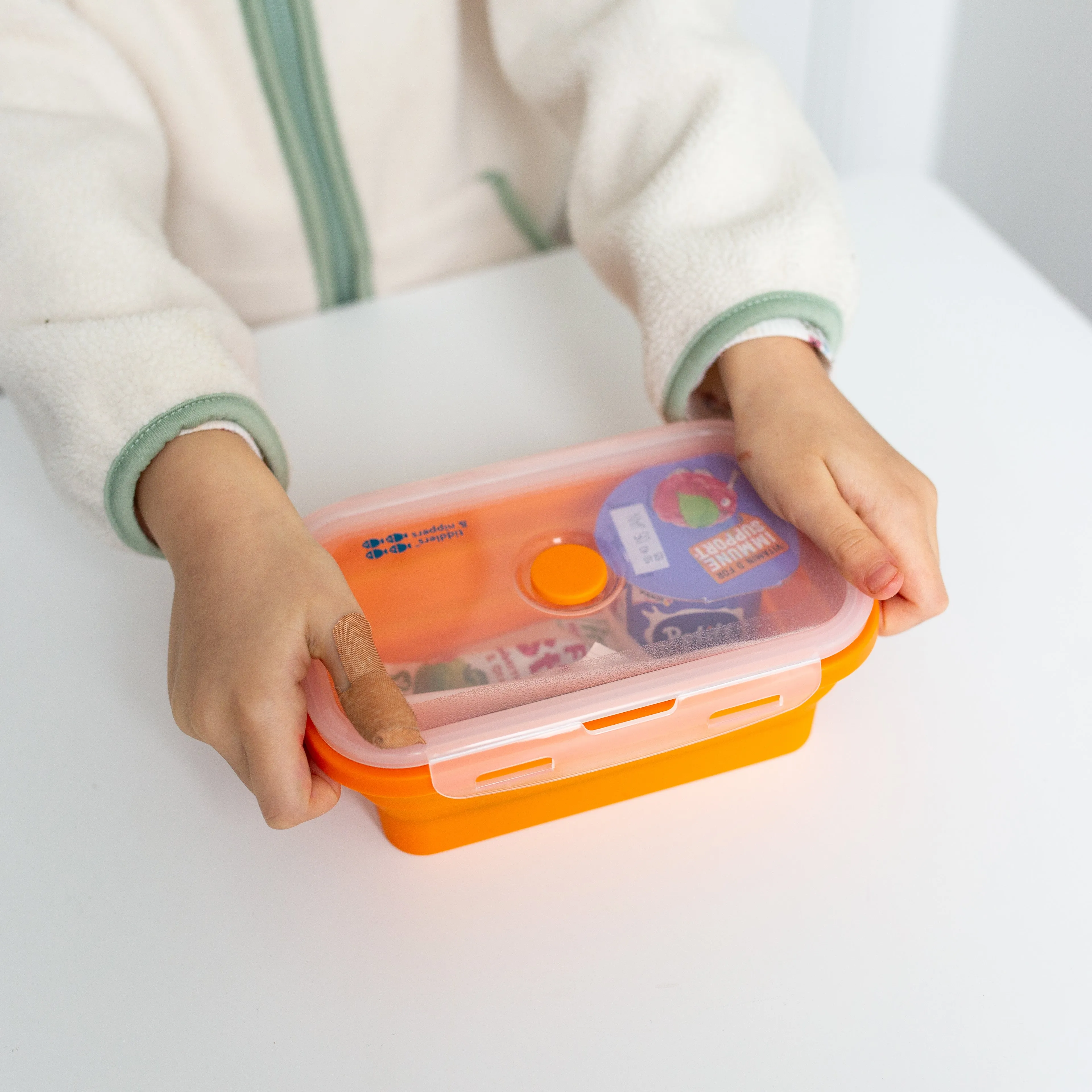Collapsible Snack Box | Food Grade Silicone & PP | Leak-Proof & BPA-Free | Microwave, Freezer & Dishwasher Safe (Except lid)