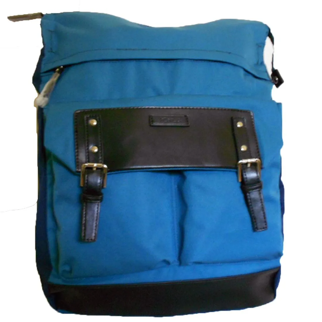 Color block Canvas School L Backpack blanc blue navy Laptop tablet Sport Bag